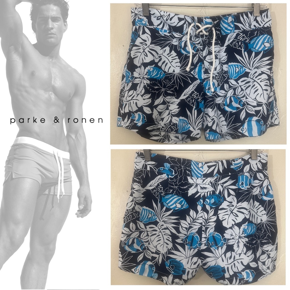 Parke & Ronen Swim Trunks 30" waist 3.5" inseam 100% polyester Fully lined